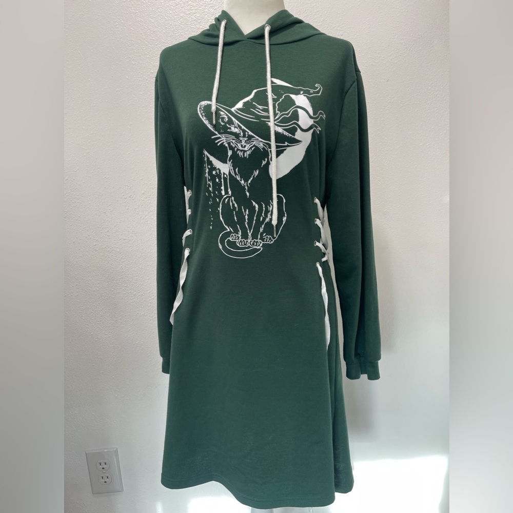 Dresslily Green Halloween Cat Hoodie